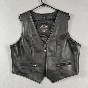 XPERT Vest Womens 2XL Black Performance Leather Motorcycle Biker Riding